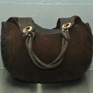 Luba brown suede and leather hobo